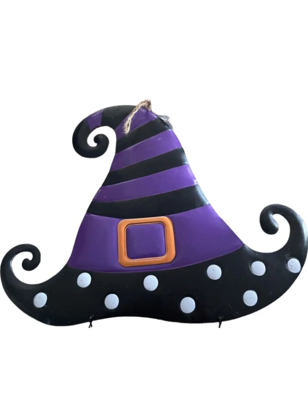 Halloween Metal Wall Hanging Witch Hat Ding Dong The Witch Is In 24